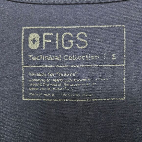 Figs Technical Collection Scrub Top Sm Blue Short Sleeve Pullover Front Pocket - Picture 2 of 7